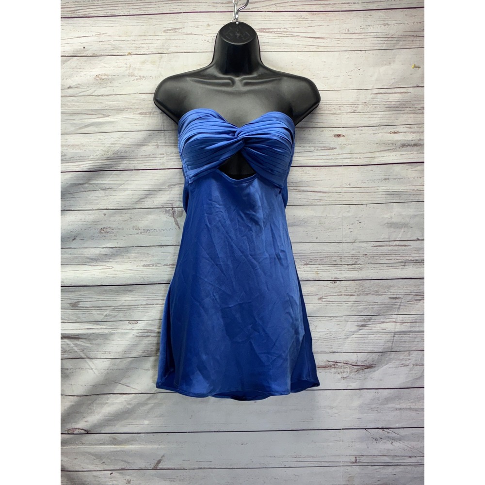 Princess Polly Party Mini Dress Nightlux Regencycore Strapless Satin 2 Blue